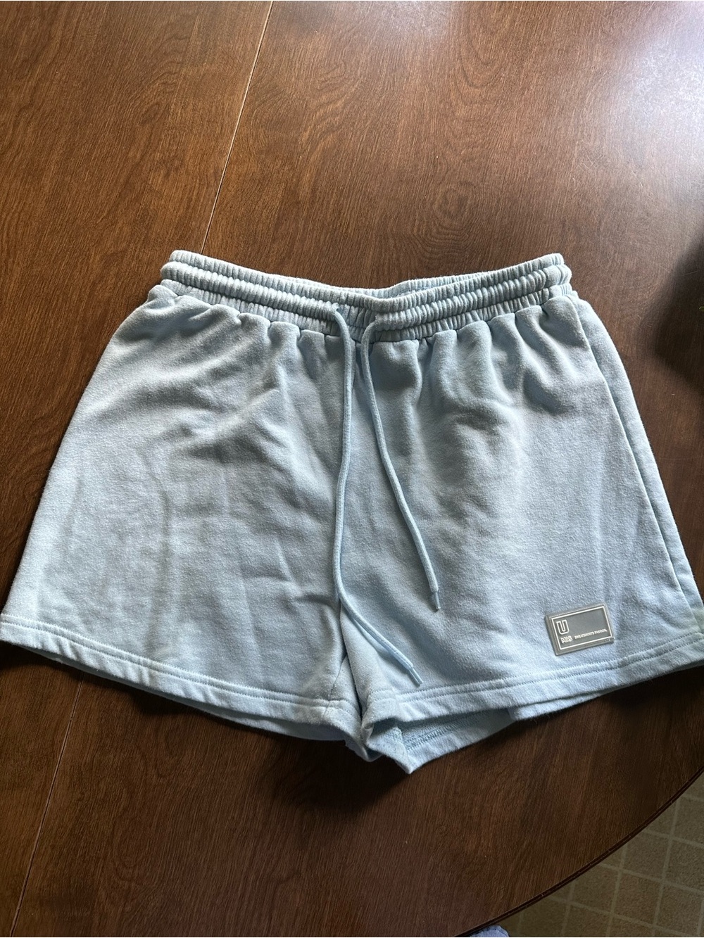 Light Blue Women’s Terry Shorts with Drawstring